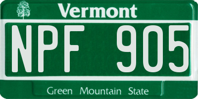 VT license plate NPF905