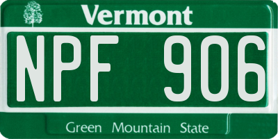 VT license plate NPF906