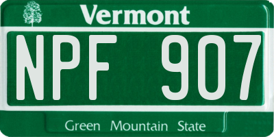 VT license plate NPF907
