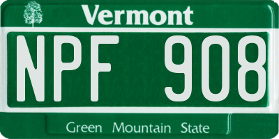 VT license plate NPF908