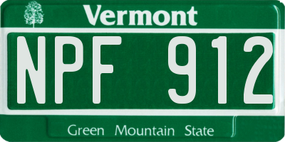 VT license plate NPF912