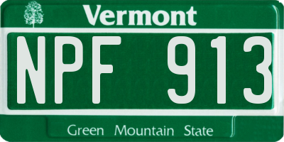 VT license plate NPF913