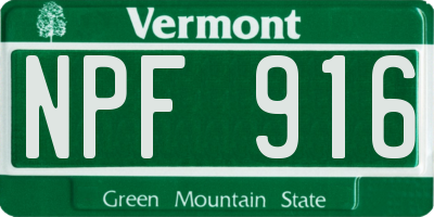 VT license plate NPF916