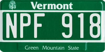 VT license plate NPF918
