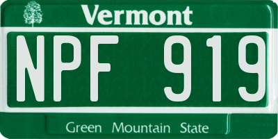 VT license plate NPF919