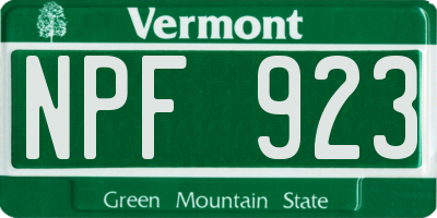 VT license plate NPF923