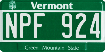 VT license plate NPF924