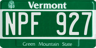 VT license plate NPF927