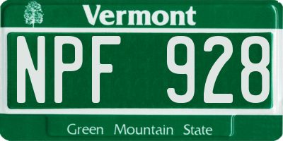 VT license plate NPF928