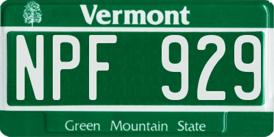 VT license plate NPF929