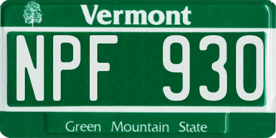 VT license plate NPF930