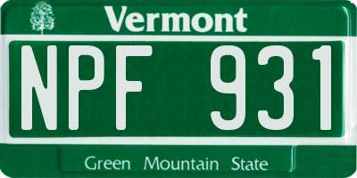 VT license plate NPF931