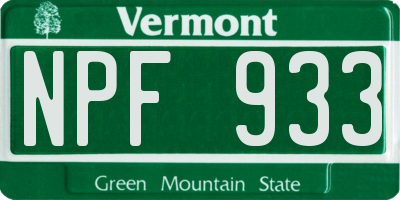 VT license plate NPF933