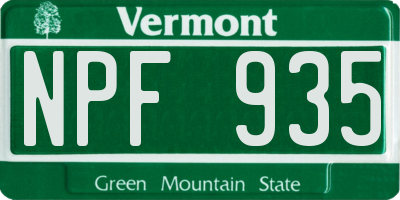 VT license plate NPF935