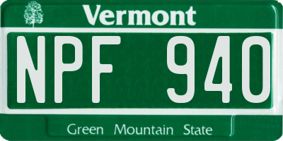 VT license plate NPF940
