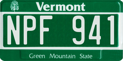 VT license plate NPF941