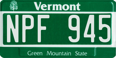 VT license plate NPF945