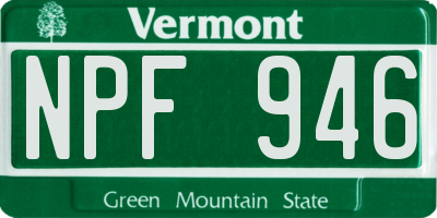 VT license plate NPF946