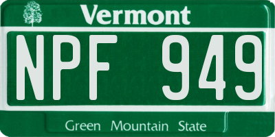 VT license plate NPF949