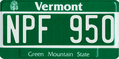 VT license plate NPF950
