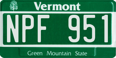 VT license plate NPF951