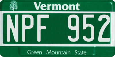 VT license plate NPF952