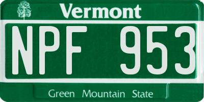 VT license plate NPF953