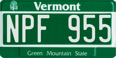 VT license plate NPF955