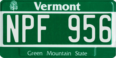VT license plate NPF956