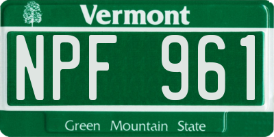 VT license plate NPF961