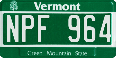 VT license plate NPF964