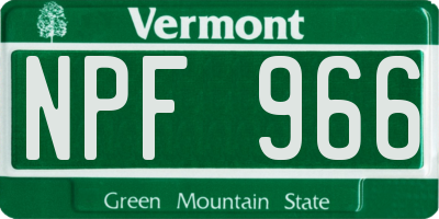 VT license plate NPF966