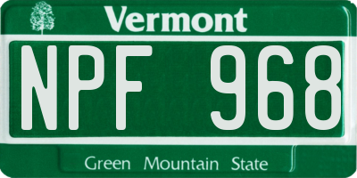 VT license plate NPF968
