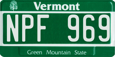 VT license plate NPF969