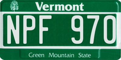 VT license plate NPF970