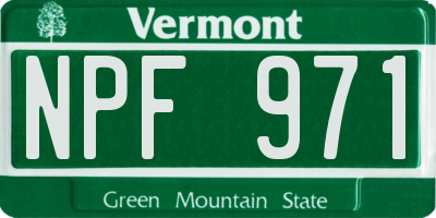 VT license plate NPF971