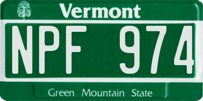 VT license plate NPF974