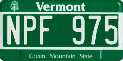VT license plate NPF975