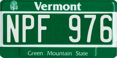 VT license plate NPF976