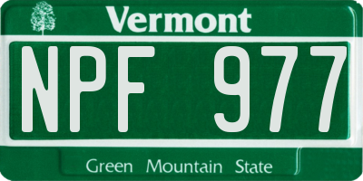 VT license plate NPF977