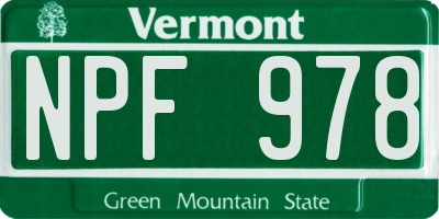 VT license plate NPF978