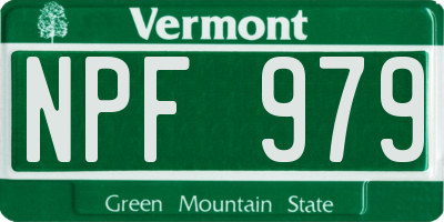 VT license plate NPF979