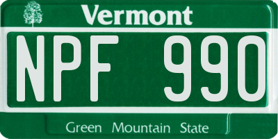 VT license plate NPF990