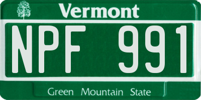 VT license plate NPF991