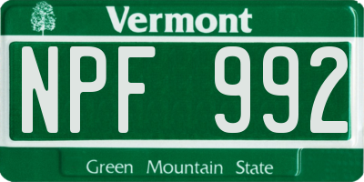 VT license plate NPF992