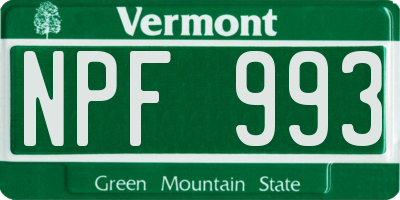 VT license plate NPF993