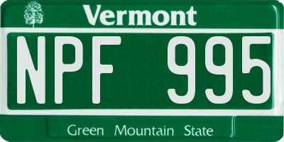 VT license plate NPF995