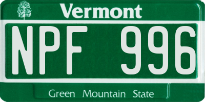 VT license plate NPF996