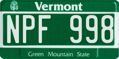 VT license plate NPF998
