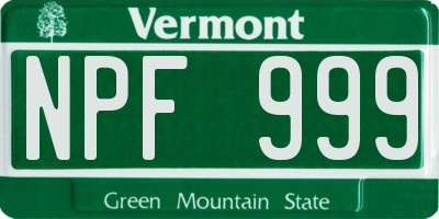 VT license plate NPF999